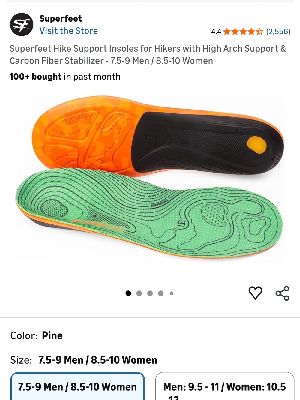 Pine High-Arch Hike Support Insoles for Men